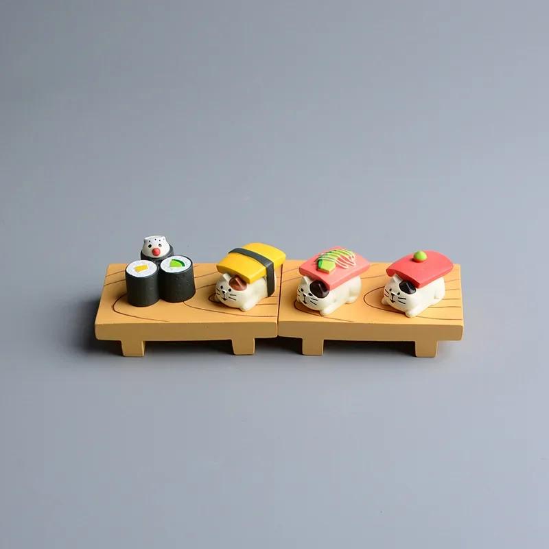 ZAKKA Miniatures Sushi Cute Cat model Resin Handicraft Desktop Ornaments Decor Crafts Figurines Scene Photography Props Toys