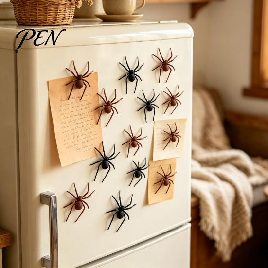 Metal Surface Decorative Spiders 2/4/8Pcs 3D Spider Refrigerator Magnet, Lifelike Magnet for Realistic Props Surfaces, Creepy Magnetic Decor Halloween