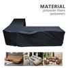 L-Shape Furniture Cover Polyester Waterproof Sofa Protective Cover with Drawstring Outdoor Sunscreen Dustproof Patio Chair Cover
