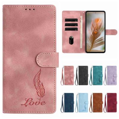 Quill Pen Embossed Pattern Flip Card Design Wallet Case for TCL 40 XL/40R/40X/40SE.TCL 403/405/406/408 (8-Color)