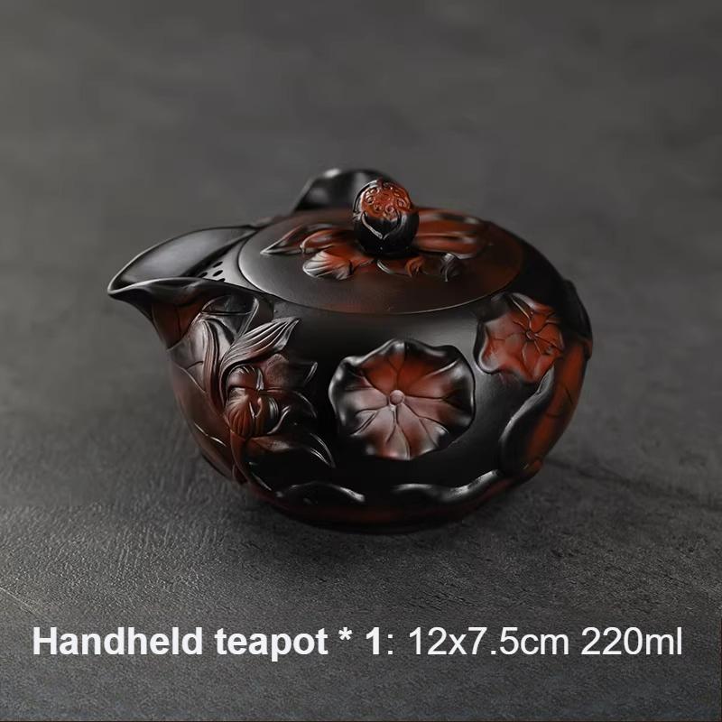 

Purple Pottery Teapot Household Hand-held Teapot Chinese Kung Fu Teaset Large Capacity Pu er Tea Pot Household Drinking Utensils