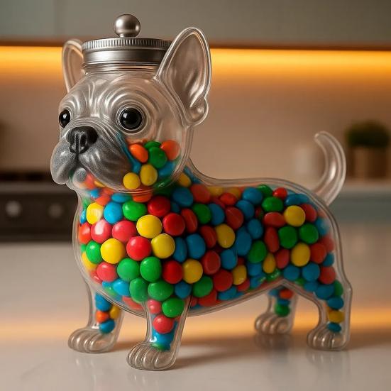 Animal-Shaped Candy Jar Airtight Storage Jar with Lid Cute Transparent Cat Dog Design Snack Jar for Kitchen Countertop Cabinet