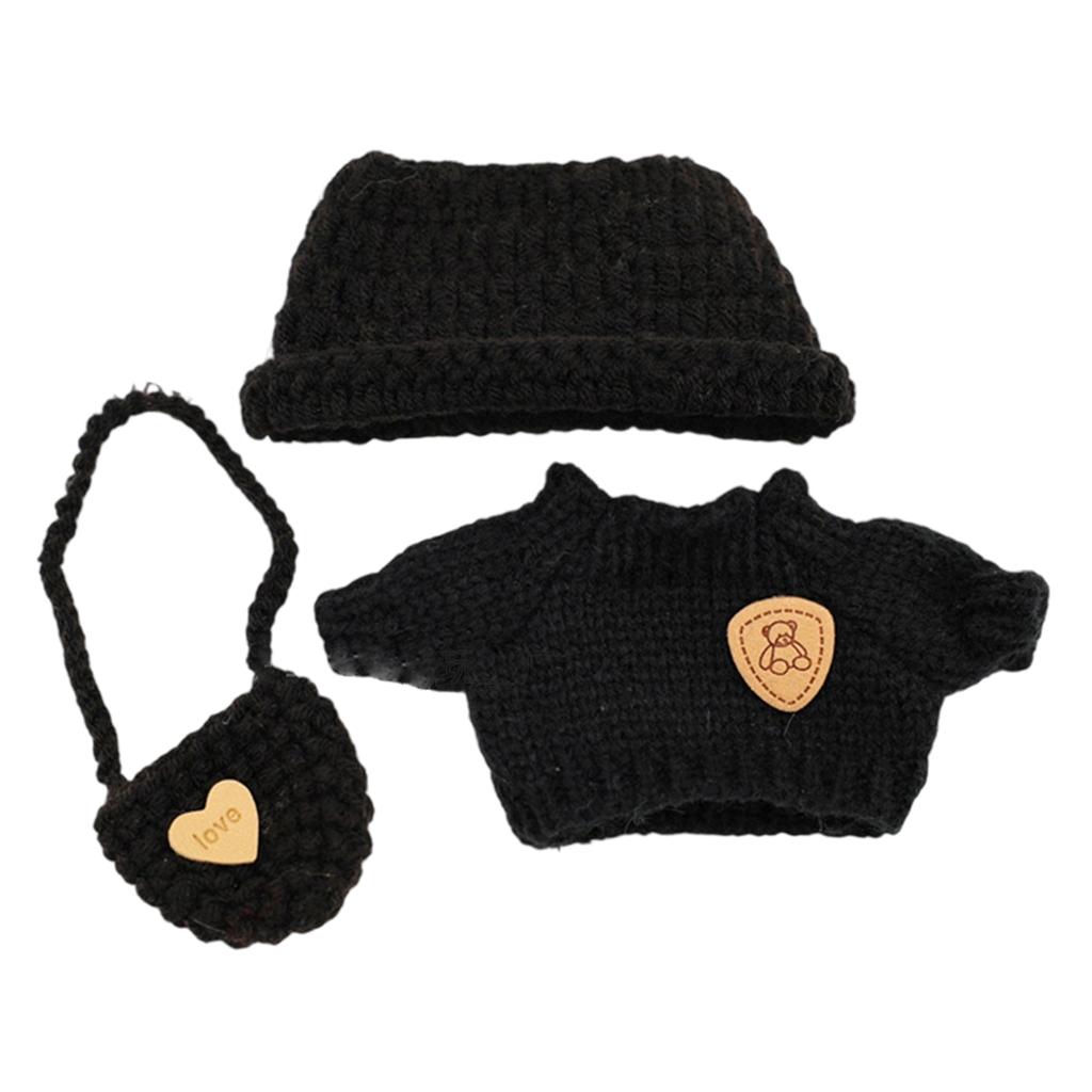 Doll Clothes Set with Knitted Sweater/Hat/Bag for 17cm Vinyl Figures Outfit Doll Accessories (No Doll)