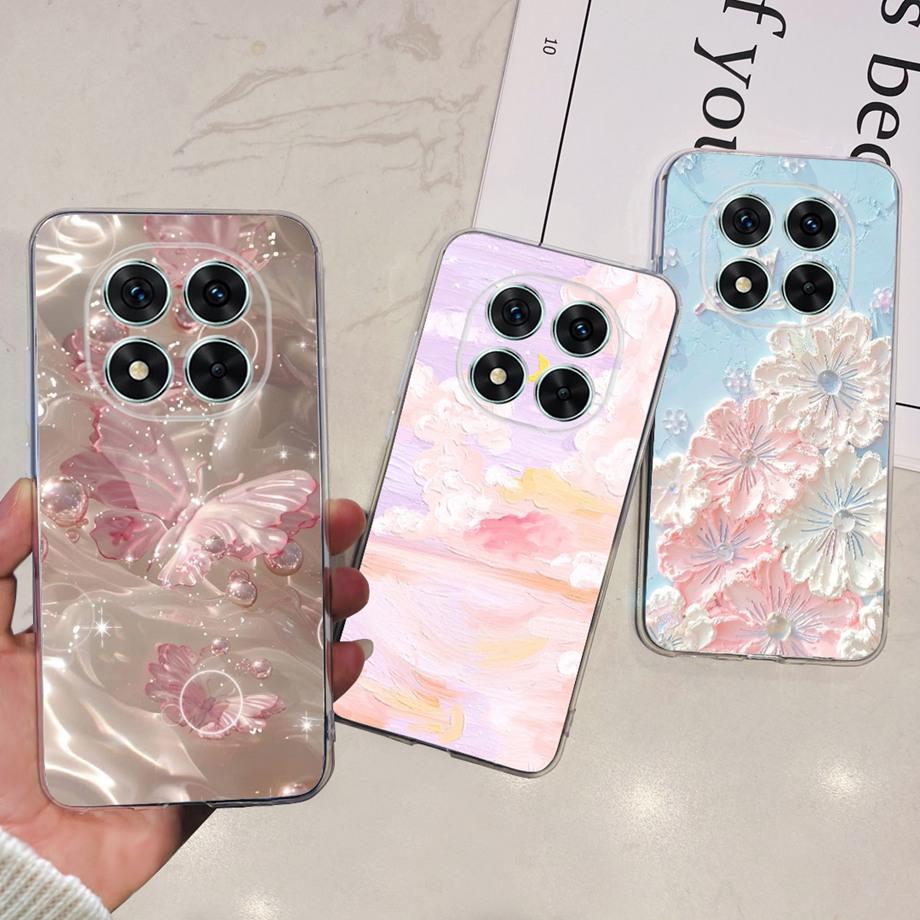 For Xiaomi Redmi Note 14 14Pro Case Coque Soft Silicone Back Cover Flower Butterfly Love Heart Clear Funda Redmi Note14 Pro Capa