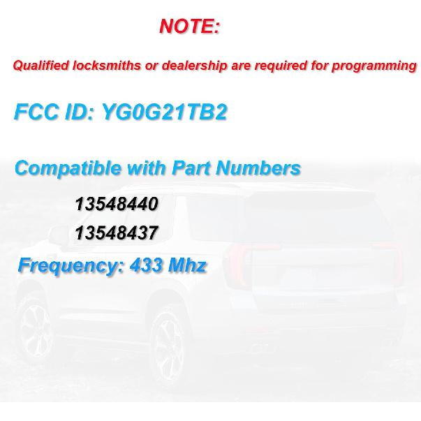 Smart Key Fob Replacement fits for GMC Sierra 1500 2500 3500 Chevy Silverado -2025 Car Keyless Entry Remote YG0G21TB2 433 MHZ