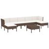 Vidaxl 8-Cz. Garden Lounge Set, Cushions, PE Rattan, Brown