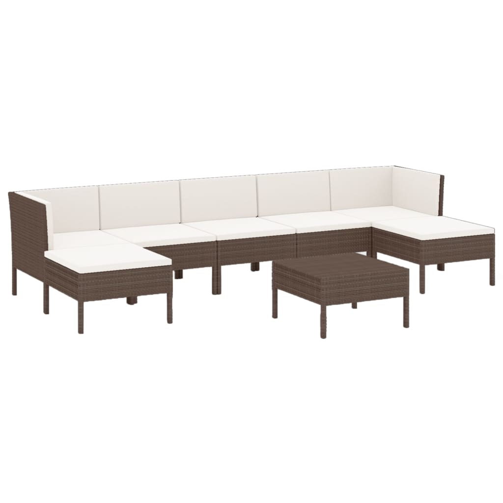 Vidaxl 8-Cz. Garden Lounge Set, Cushions, PE Rattan, Brown