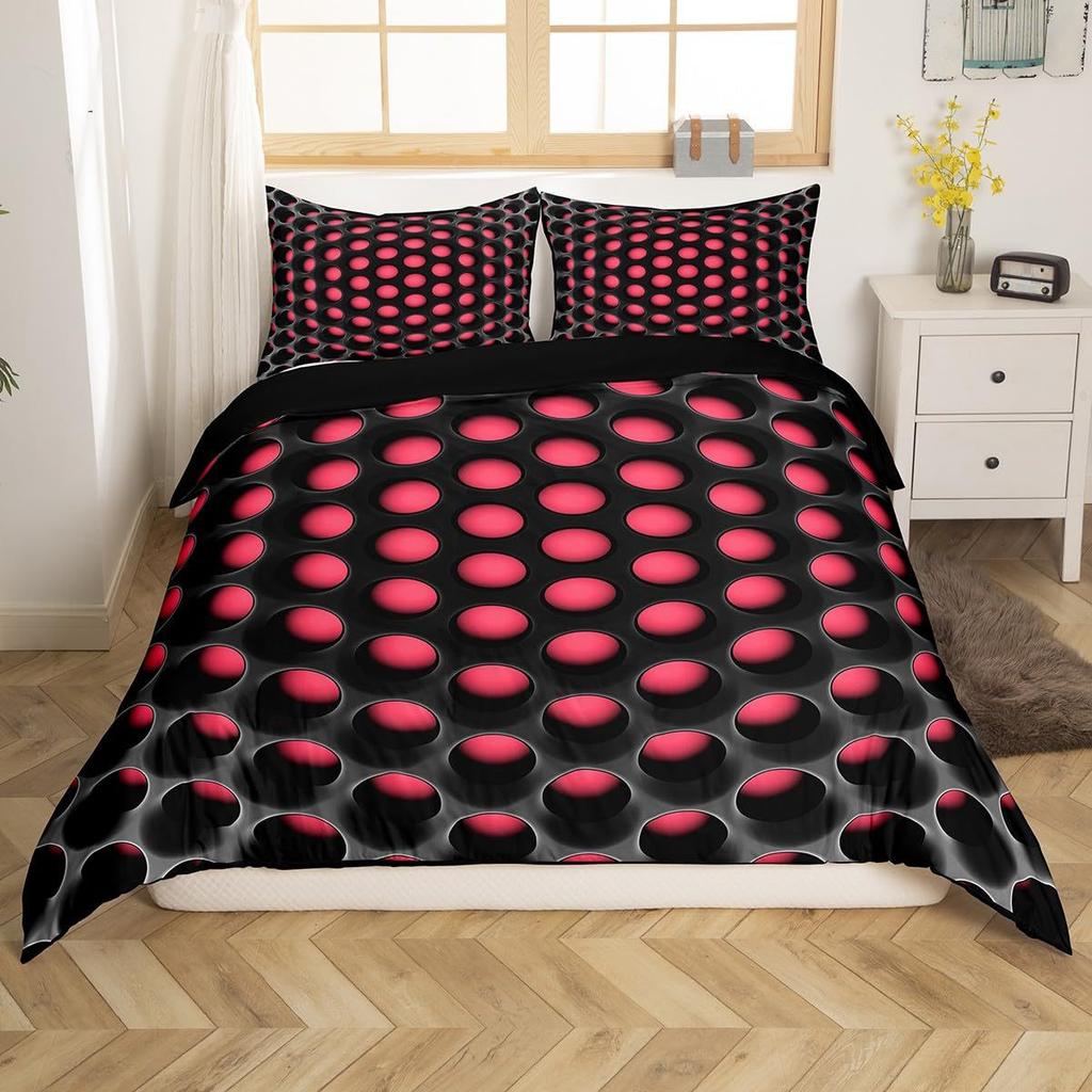 Abstract Honeycomb Coal 3D Digital Printing Three-Piece Set, Duvet Cover, Bedding Set With Pillowcase