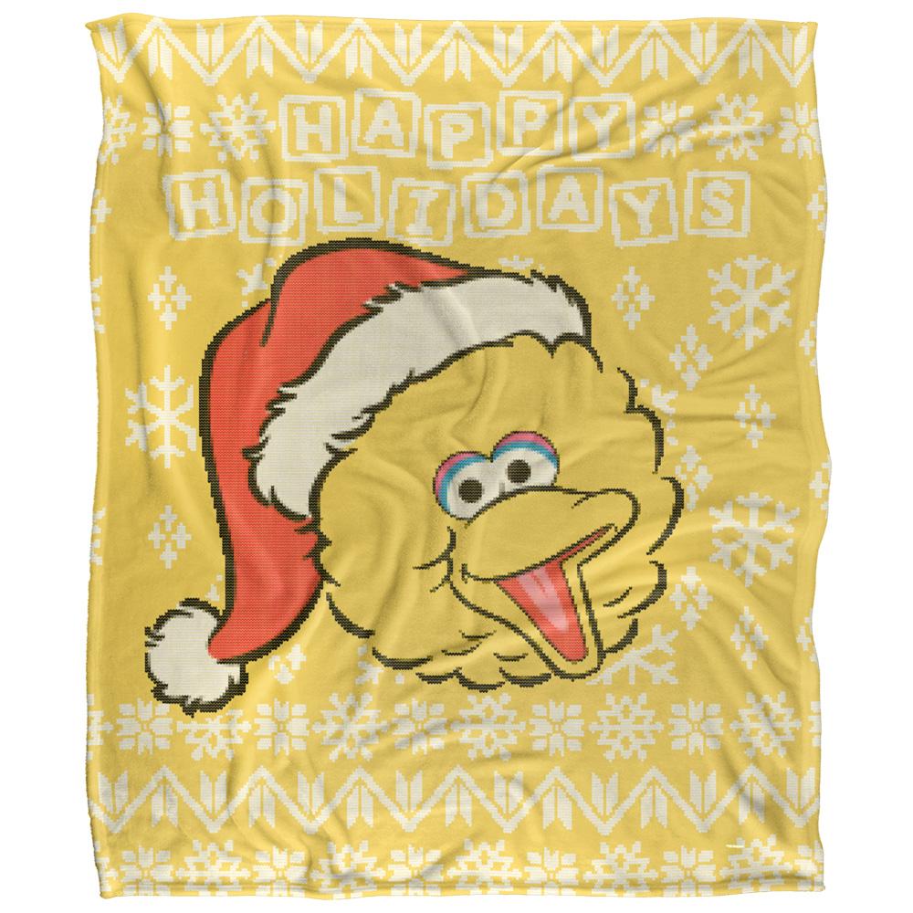 Sesame Street Silky Christmas Sweater Big Bird Supersoft Blanket