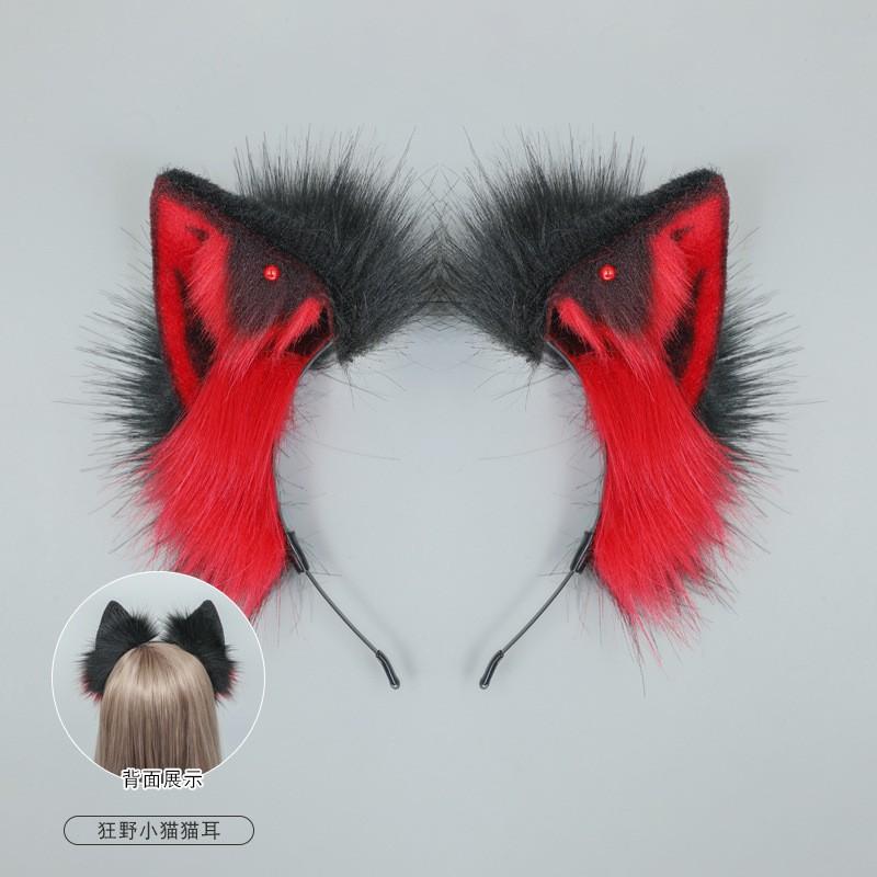 Flauschiges Katzenohr-Schwanz-Set für Erwachsene Cosplay Kostüm Kätzchen-Thema Plüsch-Accessoire Fantasy Rollenspiel