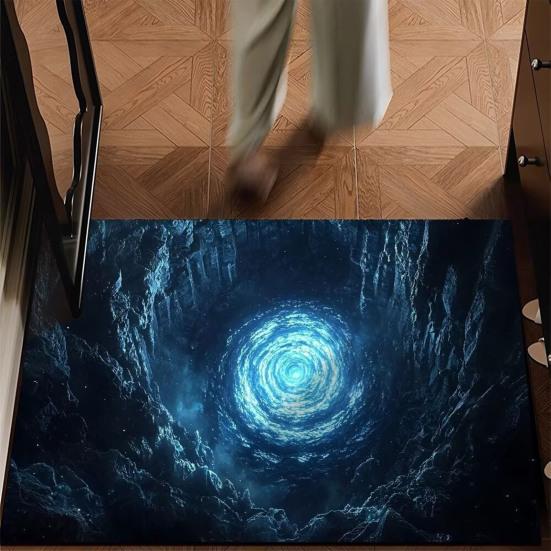 3D Optical Illusion Rug Realistic Hole Doormat Non-Slip Bottom Entrance Rug Floor Mat for Front Door Kitchen Bathroom Home Decor