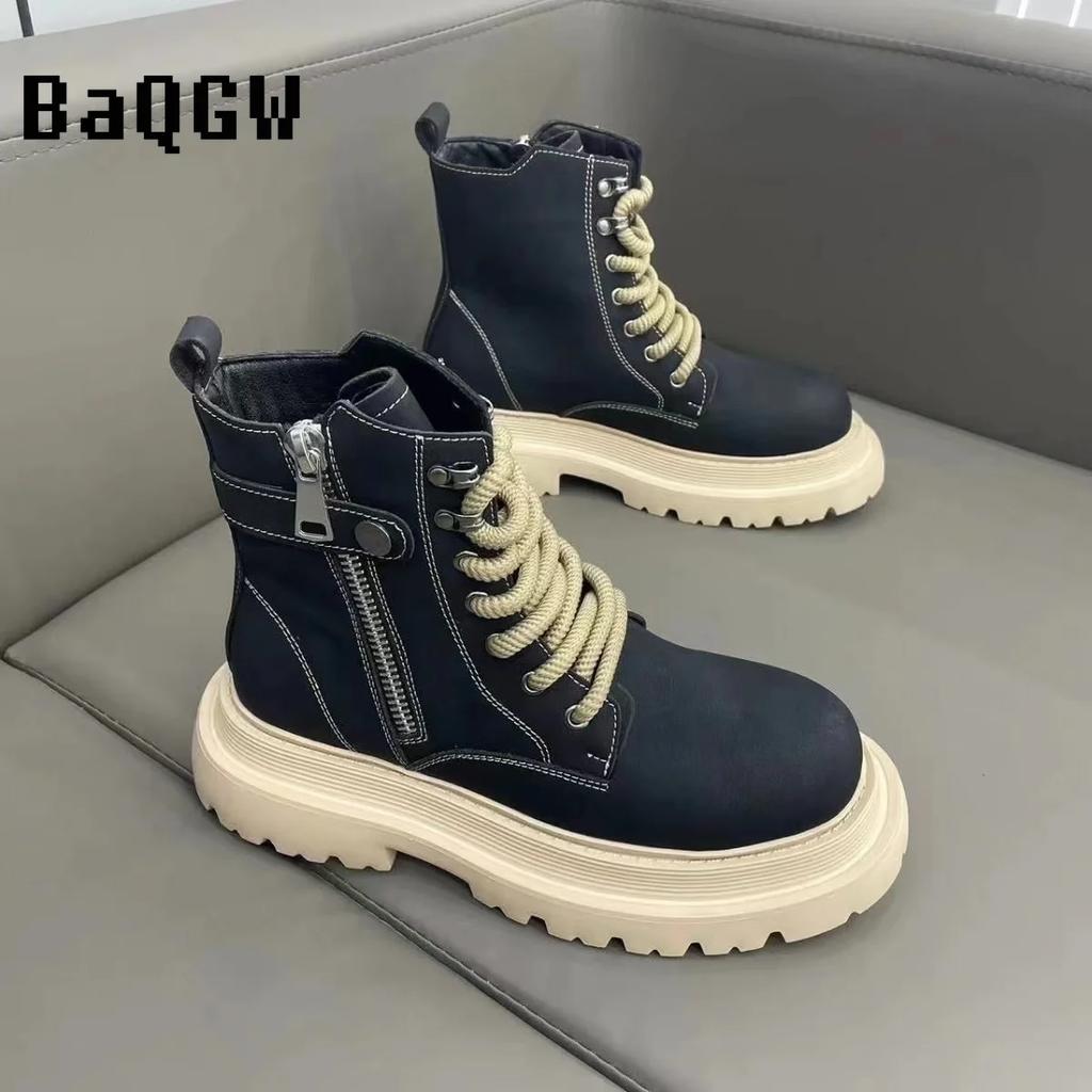 Fashion Autumn New Arrival Fashion Casual British Style Designer Motorcycle Boots Comfortable High Quality Winter Warm Lace Up Men Shoes