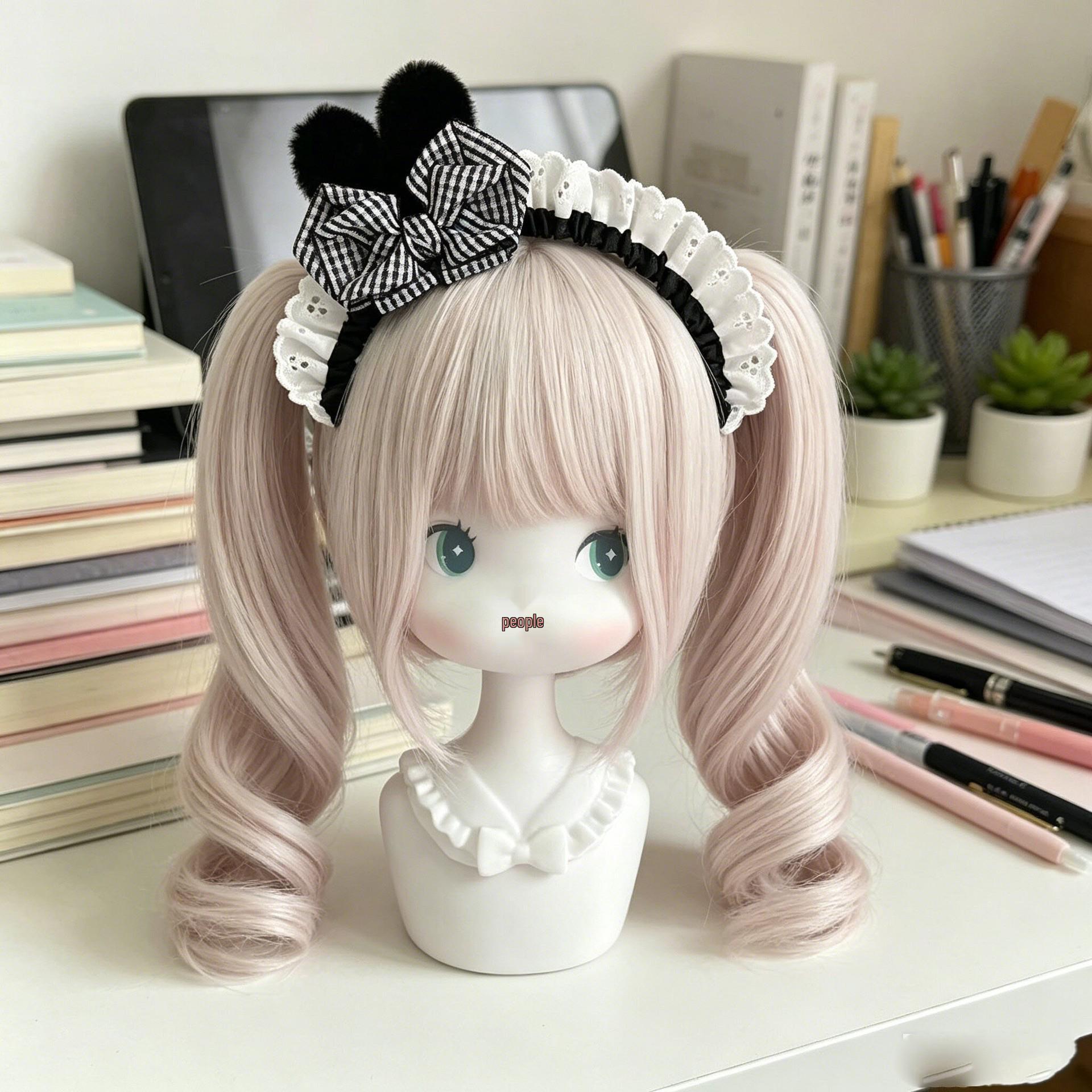Retro Japanisches Lolita Dienstmädchen Schleifen-Haarband für Damen - Süßes Cosplay Haaraccessoire gray