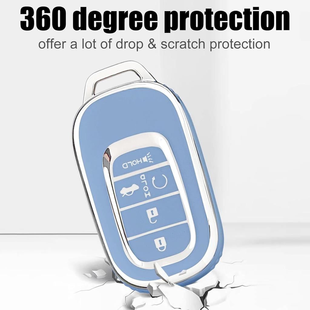 Montague Key Fob Cover For Honda With Keychain, Premium TPU Key Case Shell For 2024   Honda Accord, Civic, HR-V, CR-V, Pilot Remote Smart Car Key Fob