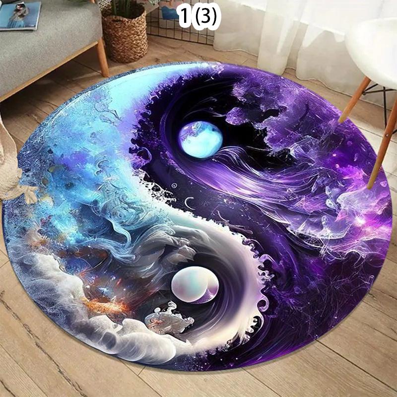 

Colorful 2D Mandala Mystery Chakra Print Round Rug Meditation and Yoga Machine Washablefor Bedroom and Living Room Home Rug 80cm