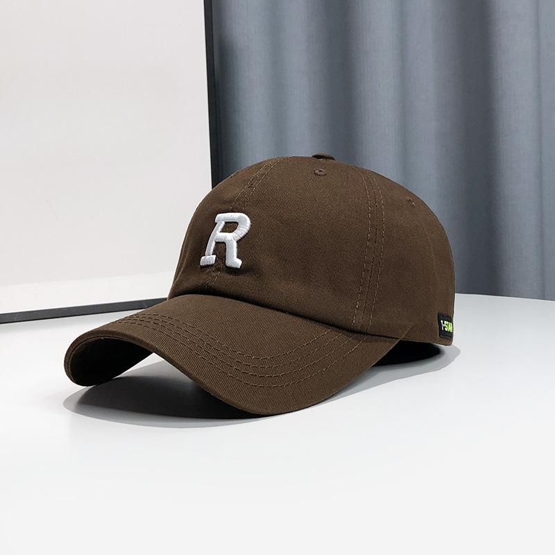 Hat Women's Face Showing Small Baseball Cap Korean Style Trendy Embroidered Letters R Mark Baseball Cap Men