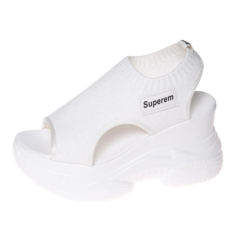 Summer New Knitted Fish Mouth Muffin Bottom Women's Sandals