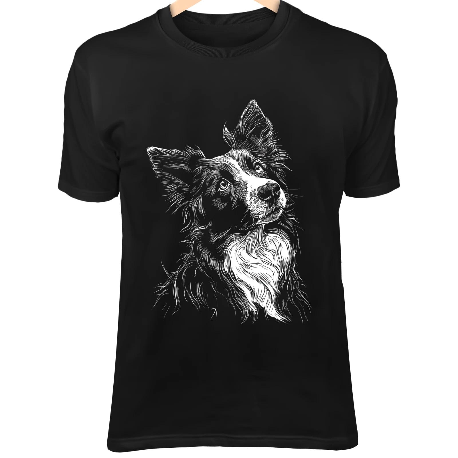 Border Collie Line Art - Fluffy Dog with Perky Ears & Minimalist Cute Doodle 4XL