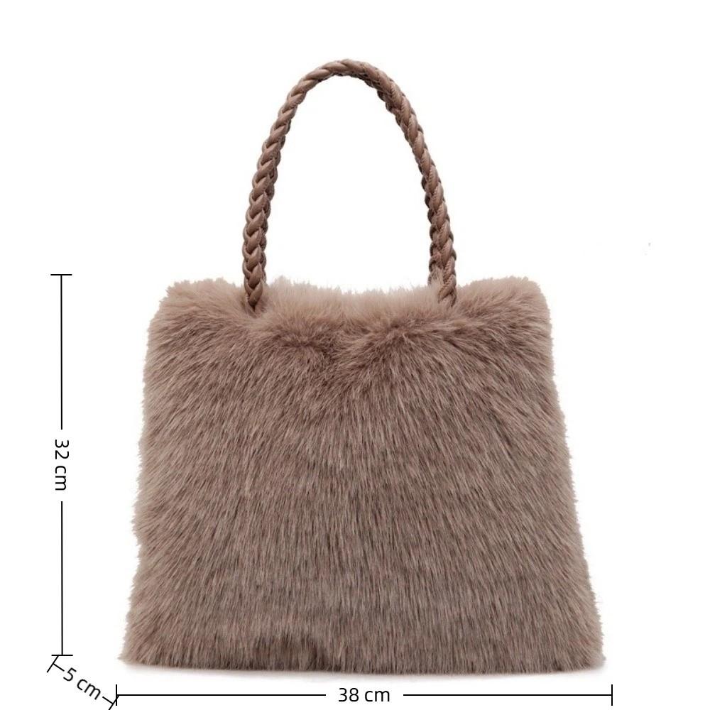 Fashion Furry Shoulder Bag Autumn Winter Tote Handle Bag Large Capacity Storage Bags Women Handbag