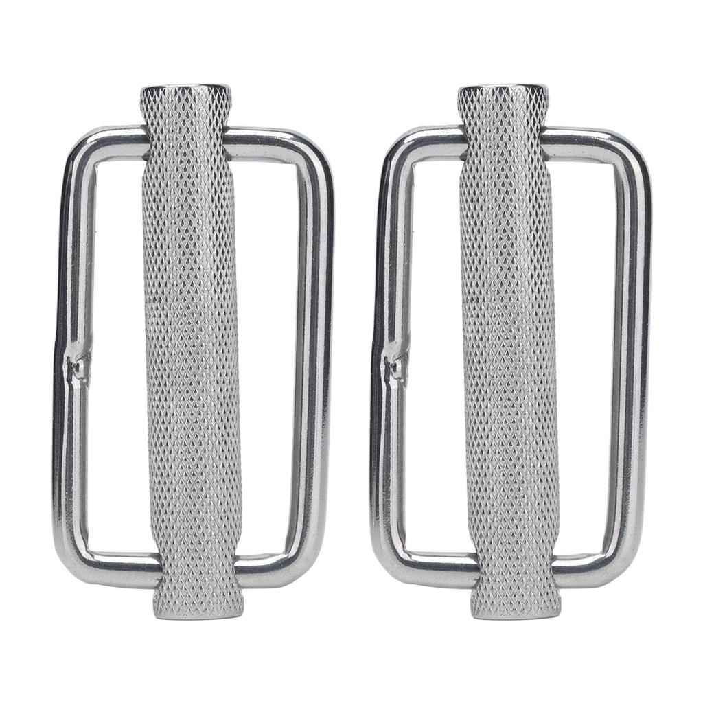 2Pcs Slide Buckle 316 Stainless Steel Rectangle Knurled Roller Belt Buckles