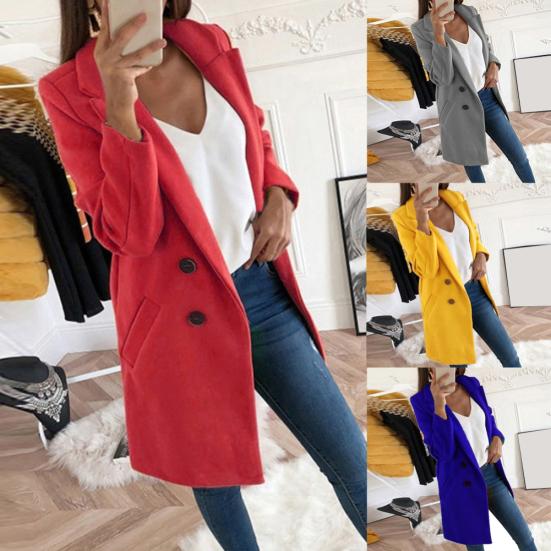 Autumn Winter Women Solid Color Long Cardigan Warm Overcoat Blazer Jacket Coat