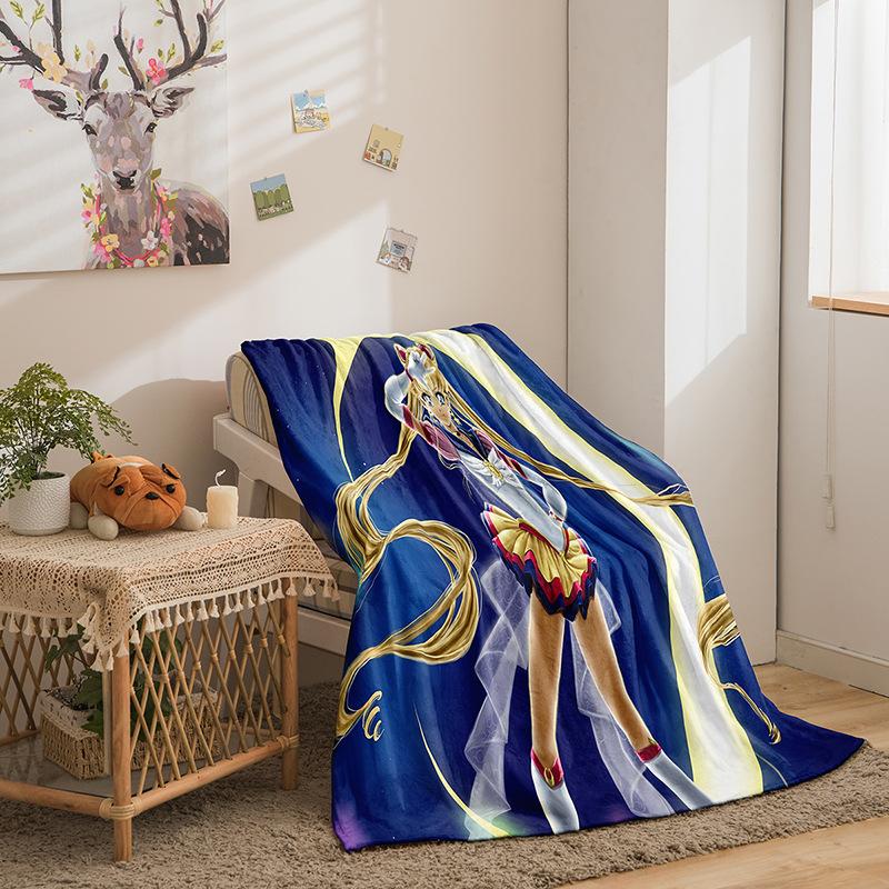 Cartoon Beautiful Girl War Series Double-Sided Flannel 3D Digital Printing Blanket, Blanket