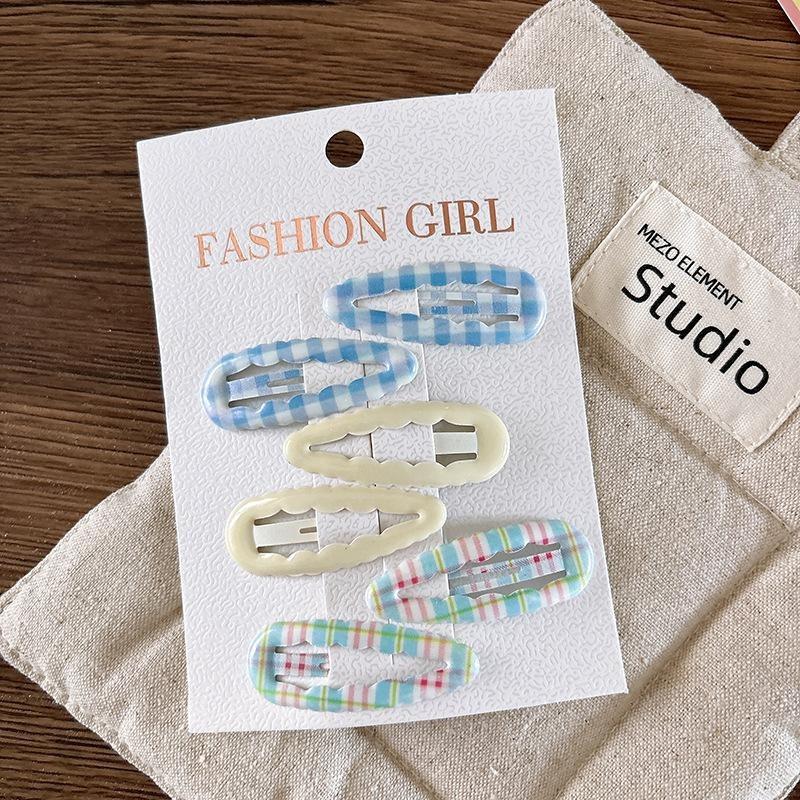 6Pcs/set Fruit Print BB Clip Baby Girls Bangs Side Clip Children's Hairpins Plaid Hair Clips Barrettes Headwear Hair Accessories