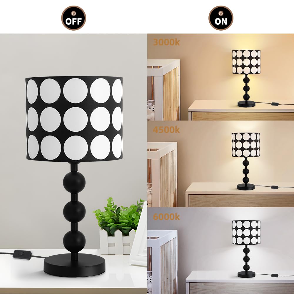 Modern LED Bedside Lamp with Unique Fabric Shade, 19.69-inch Cable, Bedroom Desk Light, E26 Base for Home Decor, Study, and Work Lighting