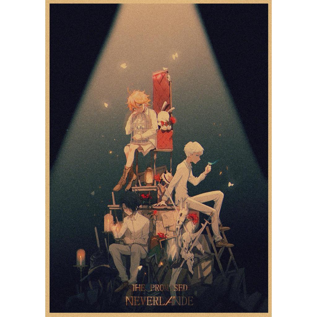 The Promised Neverland Anime Retro Kraft Paper Poster - Decorative Wall Art