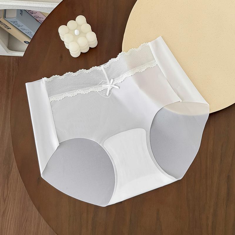 Ladies Summer Lace Waist Head Splicing Light Transparent No Trace Naked Sense 10A Antibacterial Crotch Waist Triangle Briefs