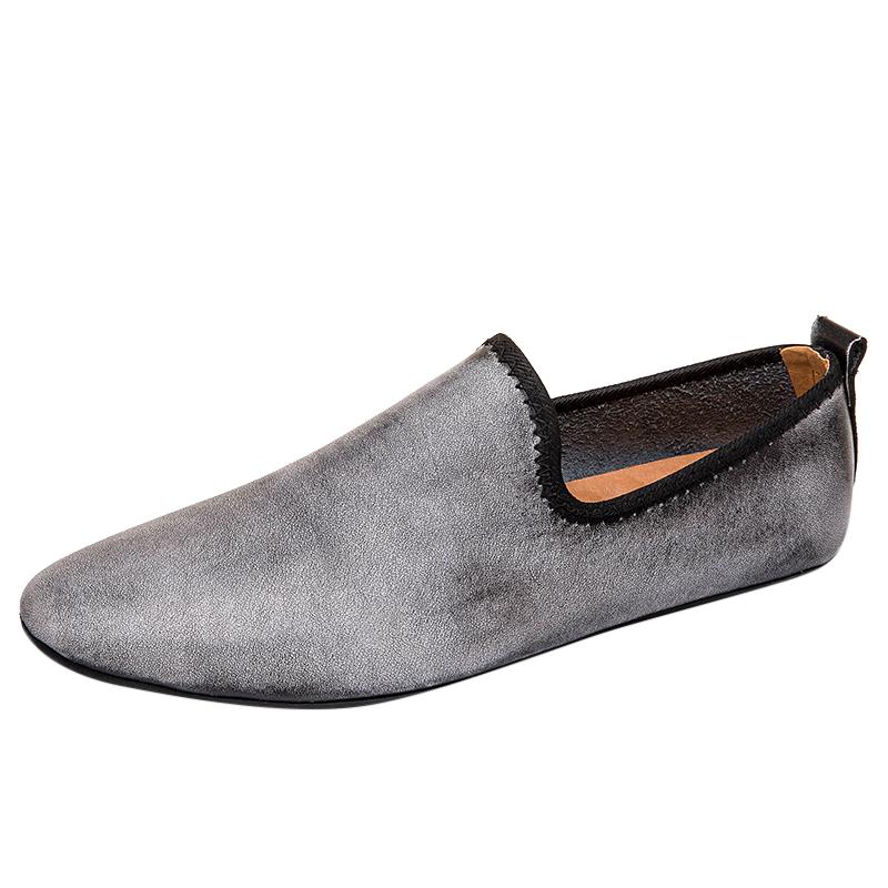 

High Quality Men Walking Flats Simple Soft Bottom Designer Lazy Shoe Casual Leather Light Driving Loafers Antiskid Business Shoe 44 серый