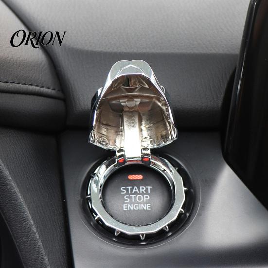 Trendy Car Interior Decoration Bulldog Start Stop Button Cover, Ignition Switch Protective Ring Metal Trim for Push Start, Steering Wheel Decor,