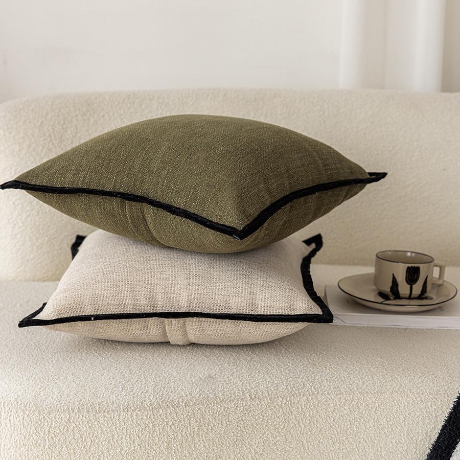 French Medieval Style Pillowcase Black Border Retro Green Cushion Cover American Style Living Room Sofa Decor Waist Pillow Cover