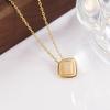 Ladies Elegant Square Opal Pendant Necklace