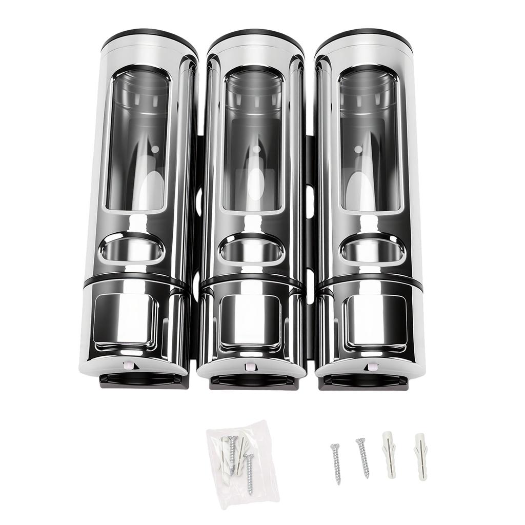 Dispenser da Doccia a 3 Scomparti 3x400ml Grande Capacità Ricaricabile Montato a Parete Dispenser per Shampoo e Balsamo per Bagno