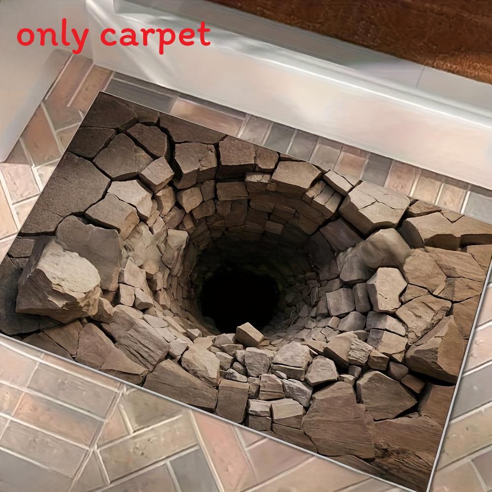 3d Waterfall Optical Illusion Floor Mat With Polyester Material For Home Entrance Use