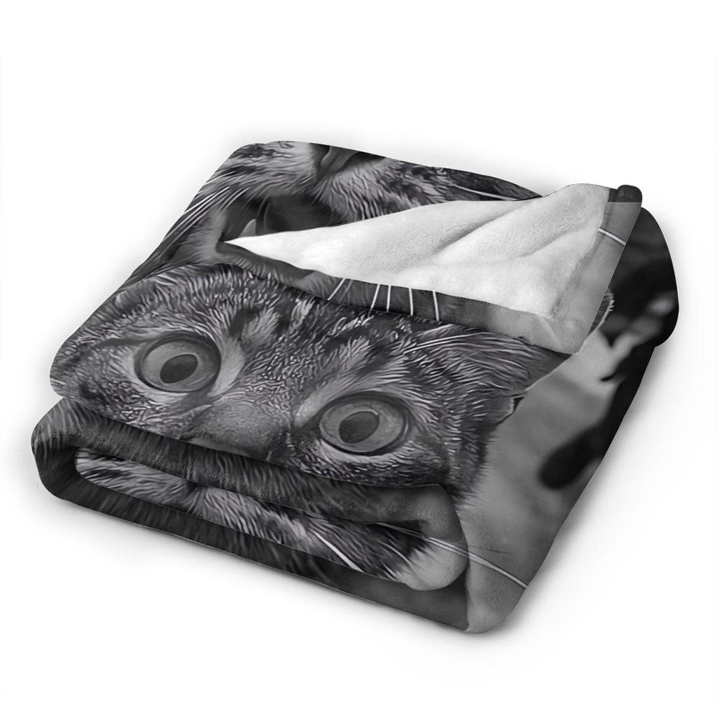 Cat Selfie with Santa Warm Soft Blanket  Kids Plush Throw Blanket Graphic Home Decor Flannel Bedspread Sofa Bed Cover
