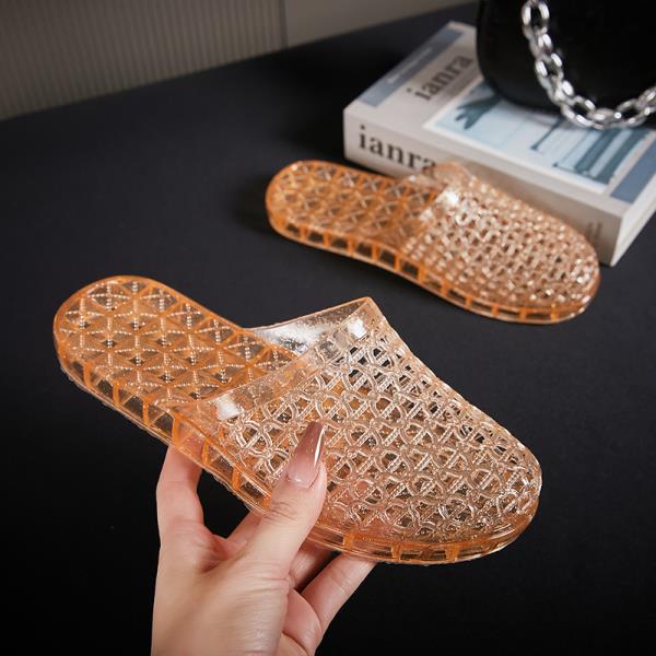 Fashion Transparent Slippers Cover Toe Summer Women's Shoes Slides Fashion Soft Flat Luxury Slippers Casual Shoes Slides Cover Toe Trans