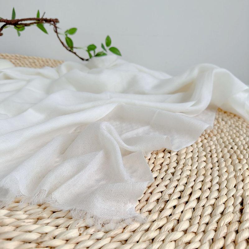 Pure White 80 Wool Scarves, White Scarves For Handmade Plant Dyeing, Women'S Warm Scarves