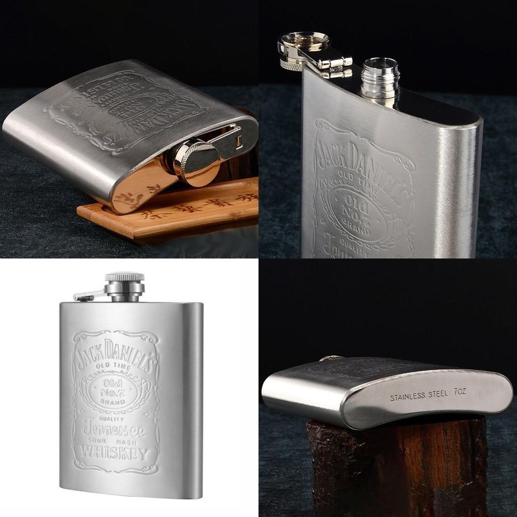 Elegant Portable 7oz Stainless Steel Flask With Embossed Design For Whiskey Lovers