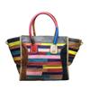 Leather Women'S Bag Cowhide Portable Messenger Bag Style Leather Splicing Smiley Face Bag Large