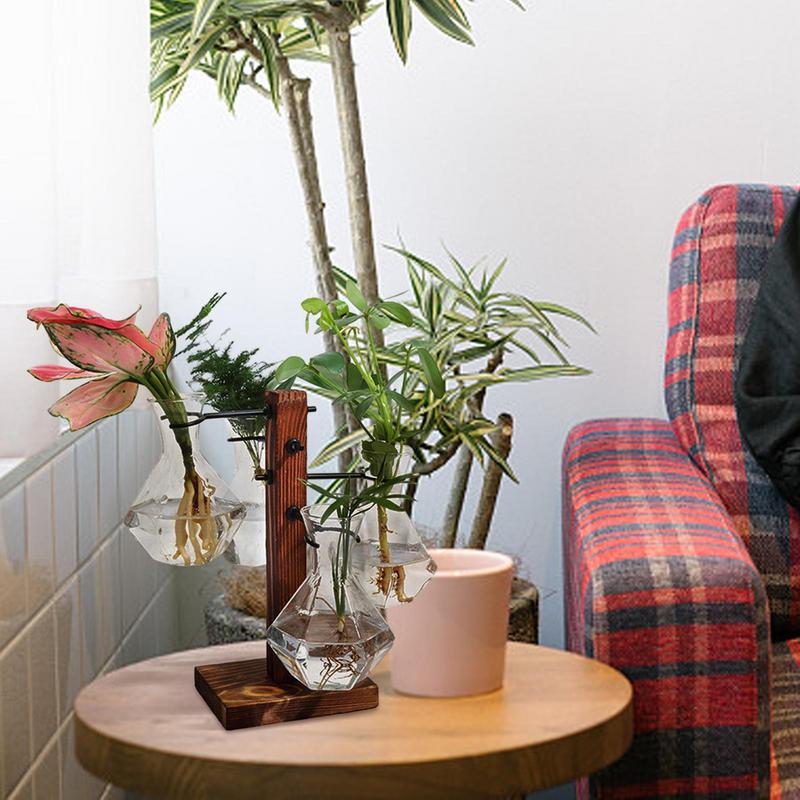 Terrarium mit Ständer Terrarium Pflanzgefäß Glaskolbenvase für den Schreibtisch Moderner Pflanzenvermehrungsständer für