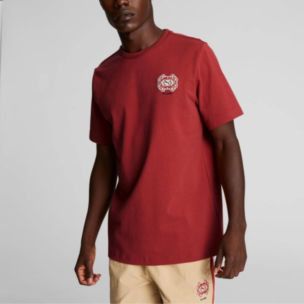 Puma X Palomo Co-Branded Printed Round Neck Short Sleeve T-Shirt Unisex Tops Burgundy 535966-77