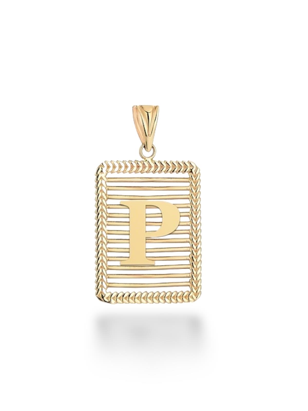 

Подвеска с буквой P из камня и сетки из 14-каратного золота с подвеской в ​​виде буквы P