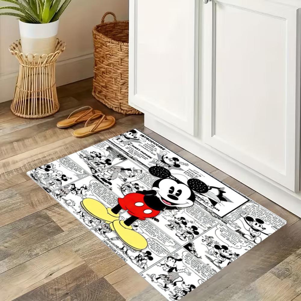 Mickey Mouse Comic Strip Kitchen Mats Durable Bathroom Pads Comfortable Rugs Carpets For Kitchen Home Office Sink Laundry Room Bathroom Decor