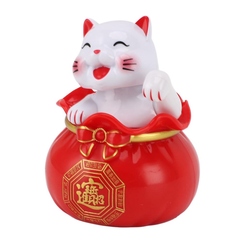 Solar Powered Lucky Cat Lucky Wealth Welcoming Cat Car Decor Desktop Cash Register Opening