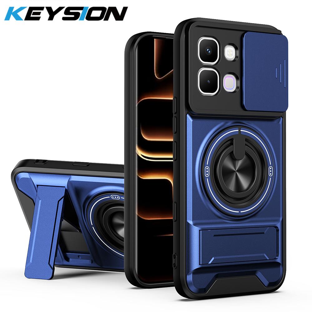 KEYSION Magnetic Phone Case for Infinix Note Edge 5G Slide Camera Protection Upright Kickstand 360° Ring Shockproof Back Cover