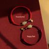 2025 Year of the Snake Hetian Jade Gourd Bracelet: Red Cinnabar Good Luck Beads for Men & Women