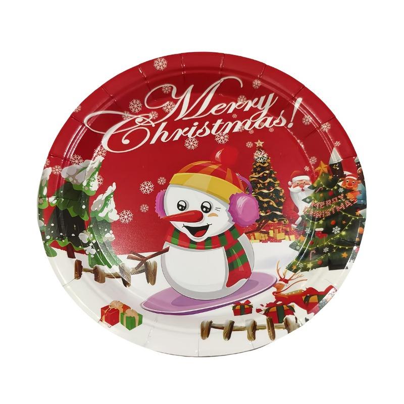 30-teiliges festliches Weihnachts-Party-Set - 9-Zoll- und 7-Zoll-Pappteller und Becher mit Schneemann-Motiv und "Merry Christmas"