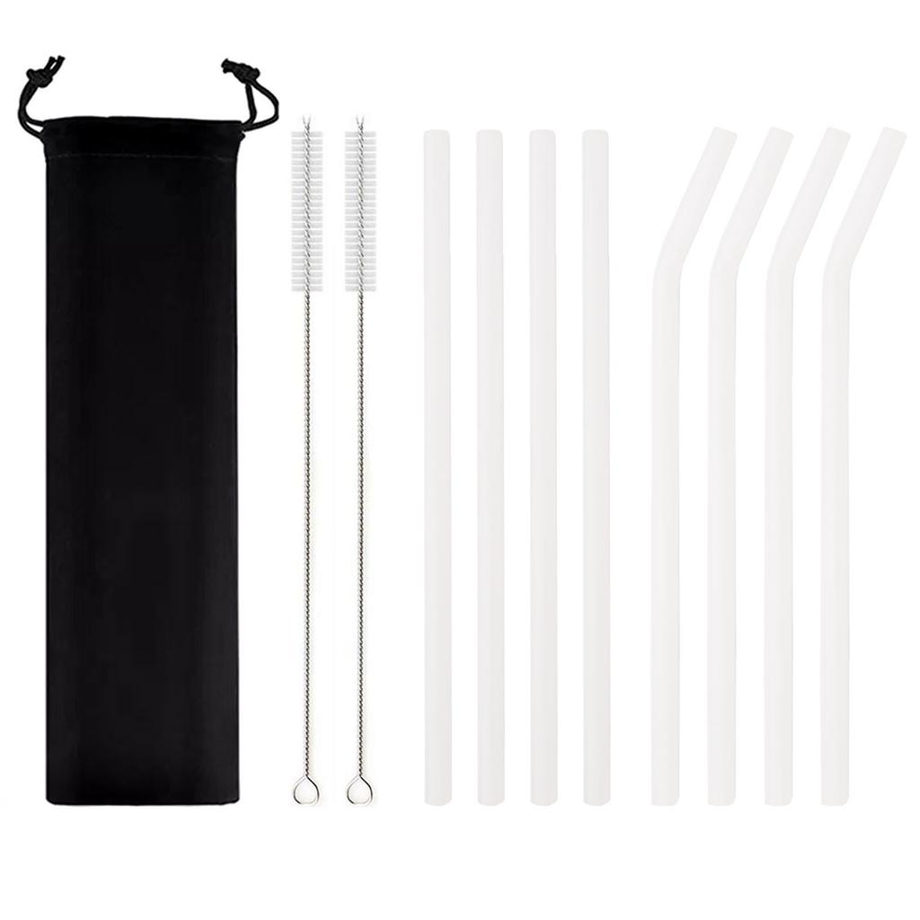 11-piece Reusable Glass Straws Clear Smoothie Drinking Straws with Clean Brush for Beverages Milk Tea Juices Cocktail
